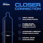 LifeStyles Closer Connection Natural Rubber and Lubricated Thin Latex Condoms, 10 Count, Triple Tested (Pack of 1)