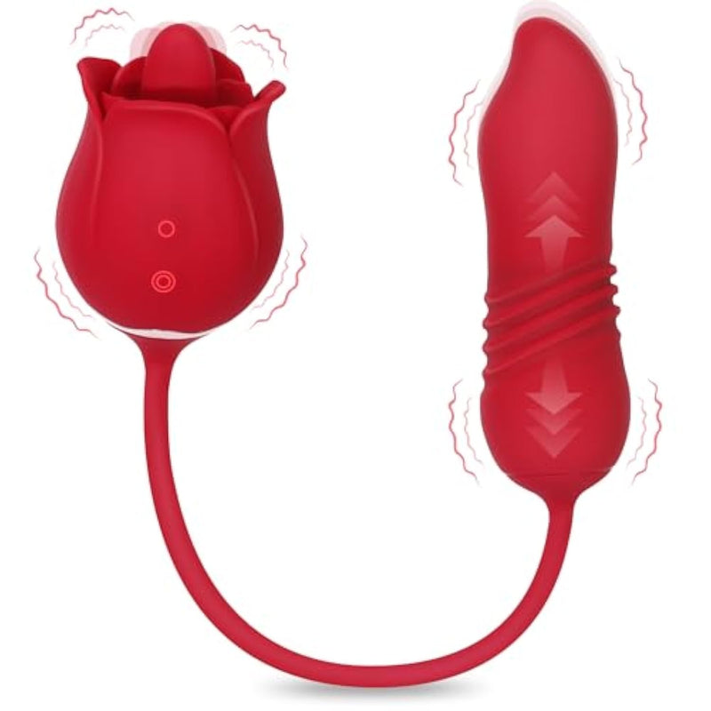 Rose Toy - Sex Toy Vibrator Dildo – Premium Rose Adult Toy For Women With Licking, Thrusting & Vibrating Modes – Vibrator Rose Sex Toy For G-Spot, Clit, Nipple, And Intimate Pleasure