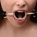 Metal Open Mouth Gag BDSM Oral O Ring Gag, Golden