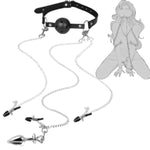 Bdsm Bondage Restraint Kit With Breathable Ball Gag, Nipple & Clit Clamps, Stainless Steel Anal Plug – Adjustable Pu Leather Chastity Harness For Sensory Play, Roleplay, And Submissive Training