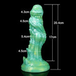 Unique Multi Color Suction Dragon Silicone Dildo Realistic Dildo Anal Plug Monster Bumpy With Textures Ridges (Blue-Green)