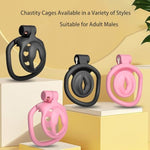 Chastity Cage With 4 Rings And Elasticated Anti-Slip Waistband With Large Urinal Design Cock Cage Inverted Chastity Device Sex Toys Penis Bondage For Men (Pink+Belt,Positive)