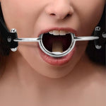 Metal Open Mouth Gag Bdsm Oral O Ring Gag Bondage Restraints For Female Flirting Tongue Depressor (Silver)