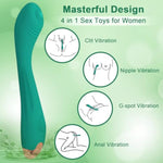 G Spot Vibrator Adult Sex Toys For Women, Clitoral Nipple Anal Stimulator Dildo With 10 Powerful Vibrating Modes, Waterproof And Rechargeable Wand Massager Strapless On Adult Sex Toys & Games (Green)