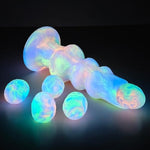 Knotted Monster Dildo Ovipositor Dildo Hollow Tunnel With 5 Eggs, Adult Sex Toy For Women, Couples, 6.89'' Luminous Wolf Knotted Dildo Women Sex Toys - Large Luminous Egg