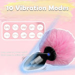 Bunny Tail Butt Plug Vibrator, Soft Silicone Anal Plug With Pink Faux Fur, Wireless Remote Control Design, Rabbit Tail Trainer For Adult Sex Toys For Role Play Cosplay Women, Men And Couples, Cute Sex