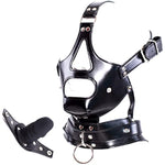 Sm Leather Bondage Head Harness With Detachable Dildo Restraint Mouth Gag Masks Adult Sex Fetish Toys