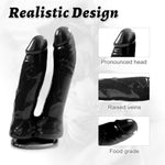 Double-Ended Realistic Dildo G-Spot Stimulation, 6.9 Inch Lifelike Dildo With Strong Suction Cup For Hands-Free, Double Sided Penis For Vaginal Anal, Adult Sex Toy For Women Men Couple (Black)