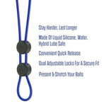 Blush Stay Hard 9" Silicone Penis Ring, Double Loop Lasso - Adjustable Cock & Balls Cinch - Quick Release Locks - Harder Erection, Stamina & Girth Enhancing - Adult Sex Toy For Men & Couples - (Blue)