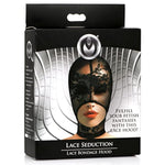 Lace Seduction Bondage Hood. Bdsm Mask And Sexy Fetish Fantasy Costume For Women, Men & Adult Couples. Machine Washable, Polyester, Black, One Size Fits Most