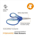 Fiskars 5 Inch SoftGrip Left-Handed Pointed-Tip Scissors for Kids Ages 4-7, Blue