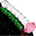 Glass Dildo Sex Toy - 8 Inch Long Thick Dildo Juguetes Sexuales Glow In The Dark With Curved Ribbed Design, Safe Borosilicate Glass Butt Plug, Fantasy Sex Toys For Men & Women