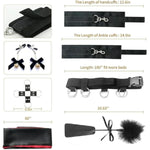 8Pcs Bdsm Bondage Bed Restraints Kit, Adjustable Sex Straps Set With Handcuffs, Ankle Cuffs, Blindfold, Tickler & Nipple Clamps For Adult Couples & Women (Black)