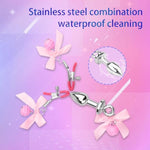 Stainless Steel Anal Trainer with Bell Nipple Clip for Couples