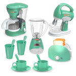 Play Kitchen Toys, Pretend Play Kitchen Appliances Toy Set With Coffee Maker, Mixer, Toaster With Realistic Lights& Sounds, Birthday Gift For Kids Ages 3-5 4-6 6-8 (Green)