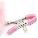 Furry Feather Nipple Clamps Clips Adjustable Rabbit Tail Toy Unisex (Pink)