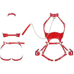 Sex Bondage Bdsm Kit Restraints Set, Adjustable Restraint Harness Kit With Leash Wrist Cuffs And Waist Garter Belt Full Body Harness