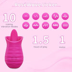 Clitoral Licking Vibrator Rose Sex Toy For Women, 2 In 1 Clitoral Nipple Stimulator With 10 Tongue Licking & 10 Vibrating Modes, Female Adult Sex Toys Anal Clit G Spot Vibrators For Sexual Pleasure