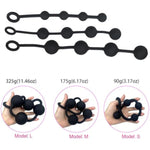 Black Pull Bead Anal Plug Extra-Long Large Size Backyard Pull Bead Anal Masturbator Toy Adult Sex Toy(M)