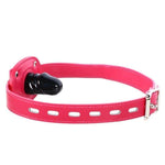 Black BDSM Penis Gag with Adjustable Pink Faux Leather Strap for Bondage and Kinky Play