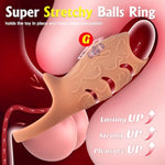 Vibrating Penis Sleeve Cock Ring Vibrator, Cyberskin Cock Sleeve Male Sex Toys Penis Ring, Penis Enlarger Stretcher Adult Toy For Couples Kinky Sexual Device, Girth Enhancer Vibrators Men Erection