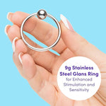 Dominix Deluxe Glans Cock Ring - Stainless Steel Penis Ring - 1.25 Inch Stimulation Device For Couples Sex - Waterproof - Silver