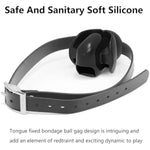 Silicone Ball Gag Fixed Tongue Adjustable Strap Mouth Ball Sex Toy For Adult Bondage Slave Role Play Sex Toy (Black)