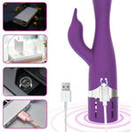 Silicone Rabbit Vibrator With 7 Vibration Modes Heating And Squirting Function Clitoral Vibrator For G-Spot And Nipple Stimulation Adult Sex Toy For Female Solo Or Couples Play