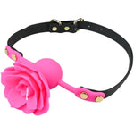 Silicone Mouth Gag With Adjustable Bondage Strap Breathable Hollow Flower Shape Ball Gag Sm Bondage Play Adult Sex Toy For Couples (Rose Red)