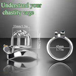 Male Chasity Cage,Stainless Steel Small Male Chastity Device,Ergonomic Design Cock Cage,Invisible Lock For Men Penis Exercise And Abstinence (45Mm)