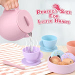 20 Pcs Silicone Tea Party Set For Little Girls Kids Toddlers Tea Set With Tea Pot Cups Food Pretend Play Kitchen Accessories Christmas Birthday Gift For Girls Age 2 3 4 5 6 Year Old Toys
