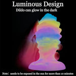 Glowing Realistic Dildo, Big Anal Plug Silicone Anal Dildo With Strong Suction Cup, Luminous Large Butt Plug Trainer Massager Colorful Sm Sex Toys For Adult Beginner & Women (L)