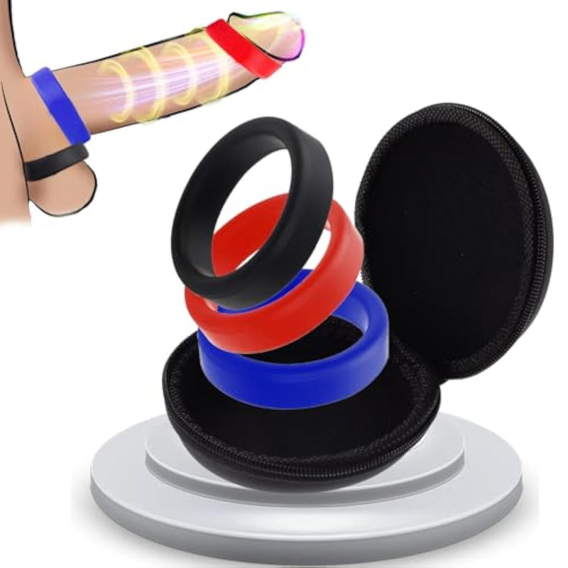 Silicone Penis Ring Male Sex Toys, 3 Pcs Colorful Cock Ring Set For Erection Sex, Thicker Cockring Sleeve Cock And Ball Ring For Longer Harder Stronger Pleasure Adult Sex Toys For Men Couples