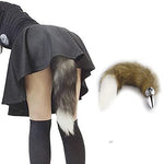 Ooiixx Sexy Fox Tail Cosplay Anal Plug Anal Butt Plug Adult Sex Toys for Women Men Couple Stainless Steel Anal Plug (18" Brown-White)
