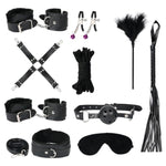 Pack Of 10 Sex Bondage Bdsm Kit Restraints - Bondage Sets Restraint Kits Handcuffs Ankle Cuffs Blindfold Gag Cross Strap Spank Padle Tickler Bondage Rope Nipple Clamp