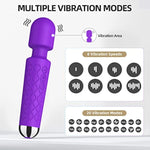 Clitioral Vibrator Wand Massager,Large Female Clit Sexual Stimulation Device With 20 Vibrations & 8 Speeds,Rechargeable Personal Vibrating Handheld Massager Cordless Women Sex Toys For Couple,Purple