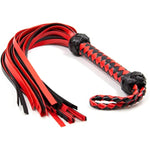 Bondage Spanking Flogger, 18.9Inch Faux Leather Whips For Adults Bdsm Play, Black And Red