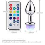 Metal Anal Plug With Led Light Remote Control Stainless Steel Butt Plug Sex Toys For Couples No Vibrator. Glow In The Dark?Material Safe?