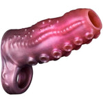 Penis Sleeve Penis Enlargement Sleeve With Particles, Penis Enlarger Sleeve With Cock Ring, Silicone Monster Realistic Penis Extender Male Adult Sex Toy (L)