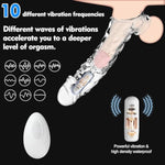 Penis Sleeve Reusable And Vibrator Set - 4 In 1 3.15 Inch Clear Penis Extender,10 Vibration Modes 3 Styles, Waterproof Super Soft Tpe, Cock Sleeve For Men And Women Couples Enlargement Sex Toys