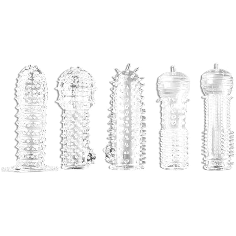 Penis Sleeve, 5 Sets, Soft Realistic Extender Sheath For Men, Enhancement Extension Sleeve