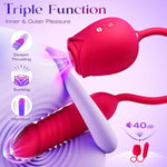 Rose Vibrator with Thrusting and Sucking Modes for Women's Pleasure