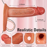 Penis Sleeve 1.5" Cock Extender Body Safe Liquid Silicone Cock Sleeve Realistic Penis Enlarger For Erection Enhancement, Adult Men Sex Toys Reusable Penis Extender (Inside Length 4.3'')