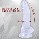 7.5 In Realistic Soft Dildo For G-Spot Stimulation & Anal Sex Games, 1.6'' Diameter Thick Classic Dildos With Powerful Strong Suction Cup For Hands-Free Play, Sex Toys For Women & Couples(Transparent)