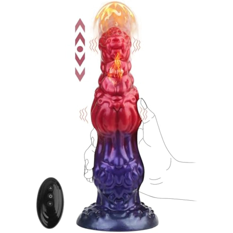 Thrusting Dildo Monster Huge Dildo Vibrator, 9.6" Knot Dildos Adult Sex Toys For Women With Strong Suction Cup, Remote Control Heated Anal G Spot Dildo With 10 Quick Thrusting&10 Vibrating Modes