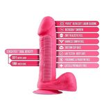 Neo Elite 8 Inch Realistic Silicone Dildo – Sensa Feel Dual Density, Suction Cup & Harness For Hands-Free Play, Lifelike Penis For G-Spot & Anal Stimulation - Adult Toys – Neon Pink