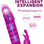 Telescopic Heating Tongue Licking Vibrators, Thrusting G Spot Rabbit Vibrator, 10 Tongue Licking Vibration Modes & 3 Stretching Modes, Adult Sex Toys For Women (Purple)