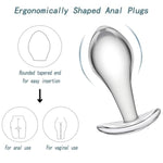 Crystal Clear Glass Anal Training Set with 3 Boat-Shaped Butt Plugs for Beginners