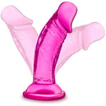 Blush Adult Sex Toys - B Yours, Sweet N Small Realistic 4.5 Inch Short Dildo - 1.25 Inch Wide Strap On Ready Suction Cup - Body Safe, Non Porous Soft - Pegging, Anal - Women Men Couples - Clear Pink