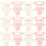 12 Pcs Mini Lamb Plush Keychain Bulk 4.7 Inch Christmas Sheep Stuffed Animal Soft Adorable Lambs Christmas Party Favor Gifts For Kids Boys Girls Birthday Baby Shower Basket Stuffers
